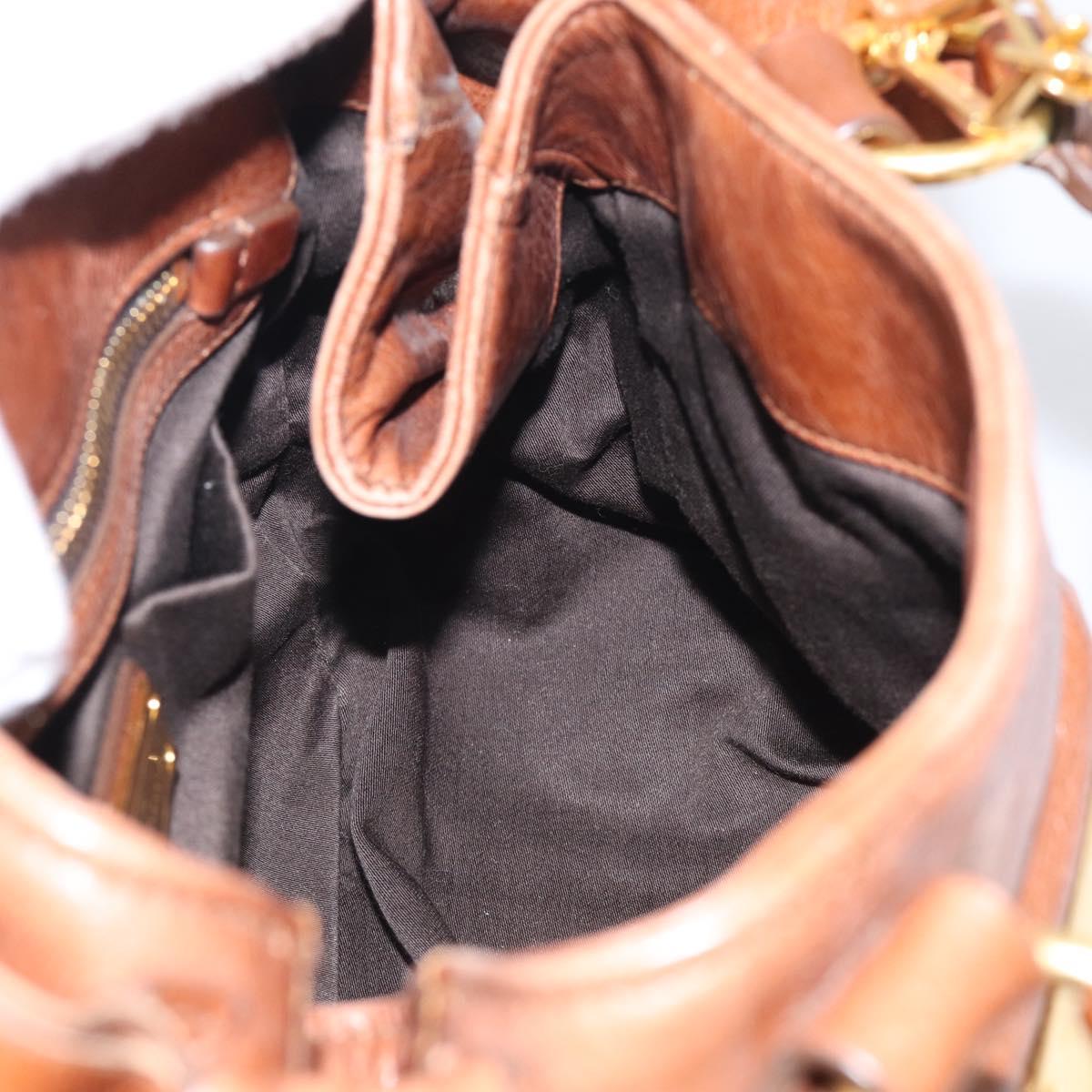 Miu Miu Hand Bag Leather 2way Brown Gold Auth 212725M