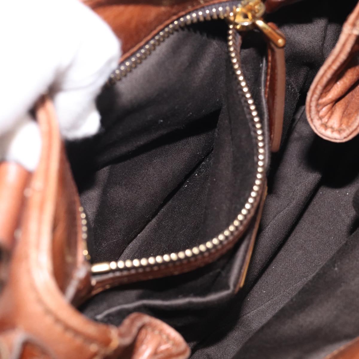 Miu Miu Hand Bag Leather 2way Brown Gold Auth 212725M