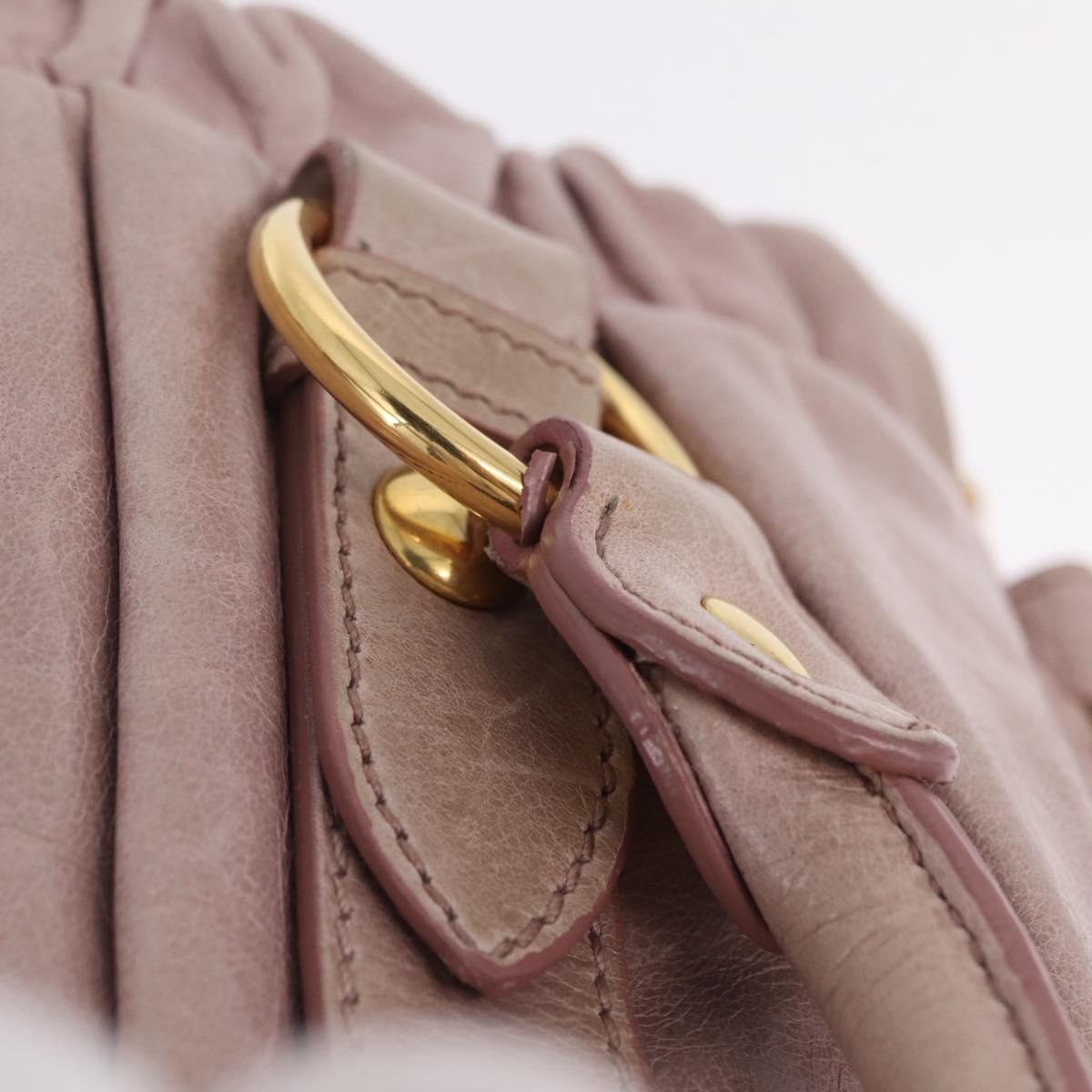 Miu Miu Hand Bag Leather 2way Pink Gold Auth 212726V
