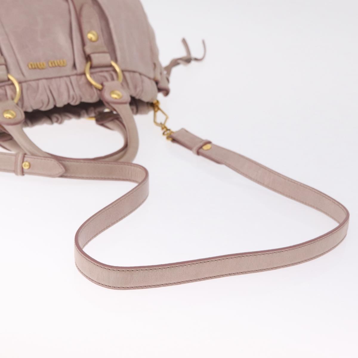 Miu Miu Hand Bag Leather 2way Pink Gold Auth 212726V