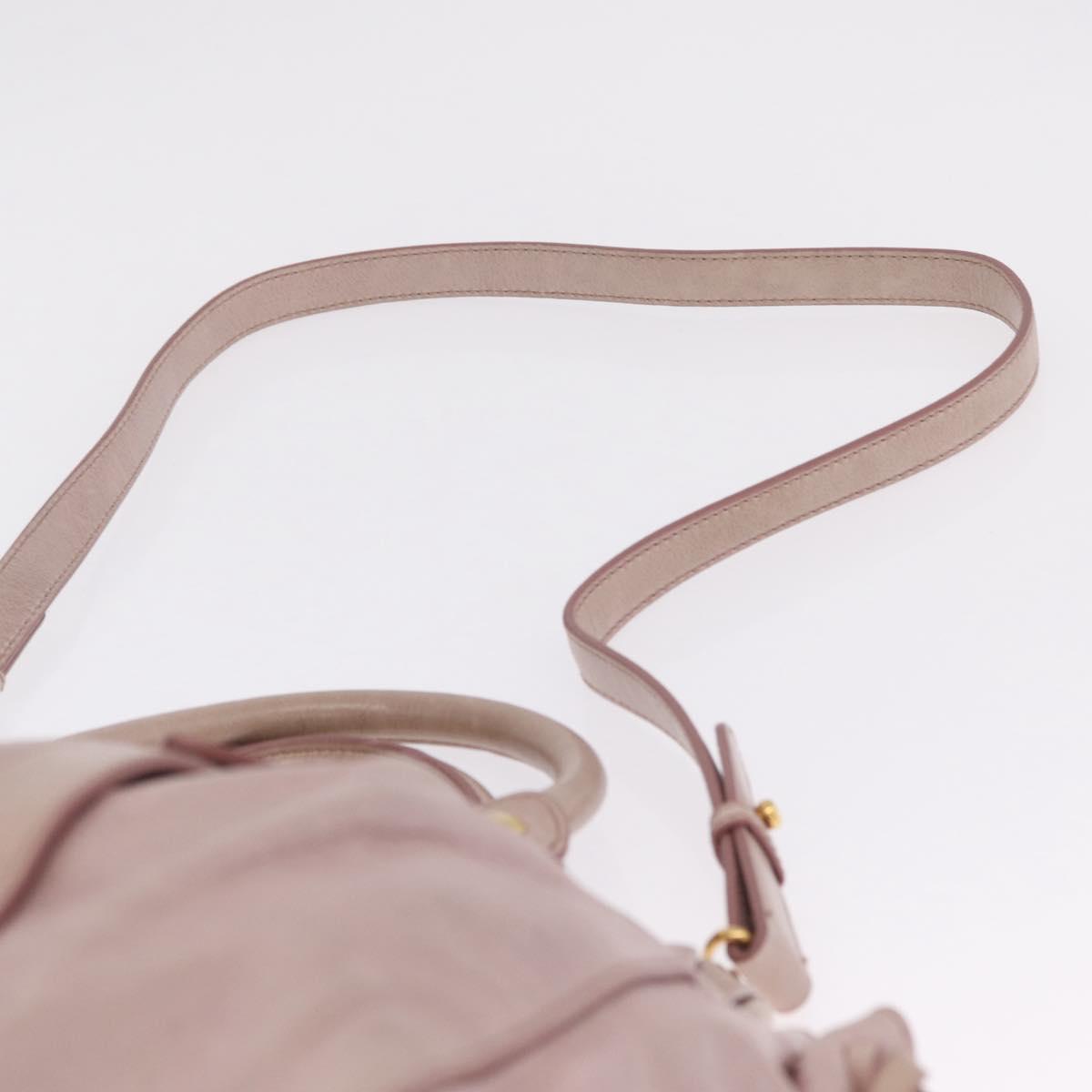 Miu Miu Hand Bag Leather 2way Pink Gold Auth 212726V