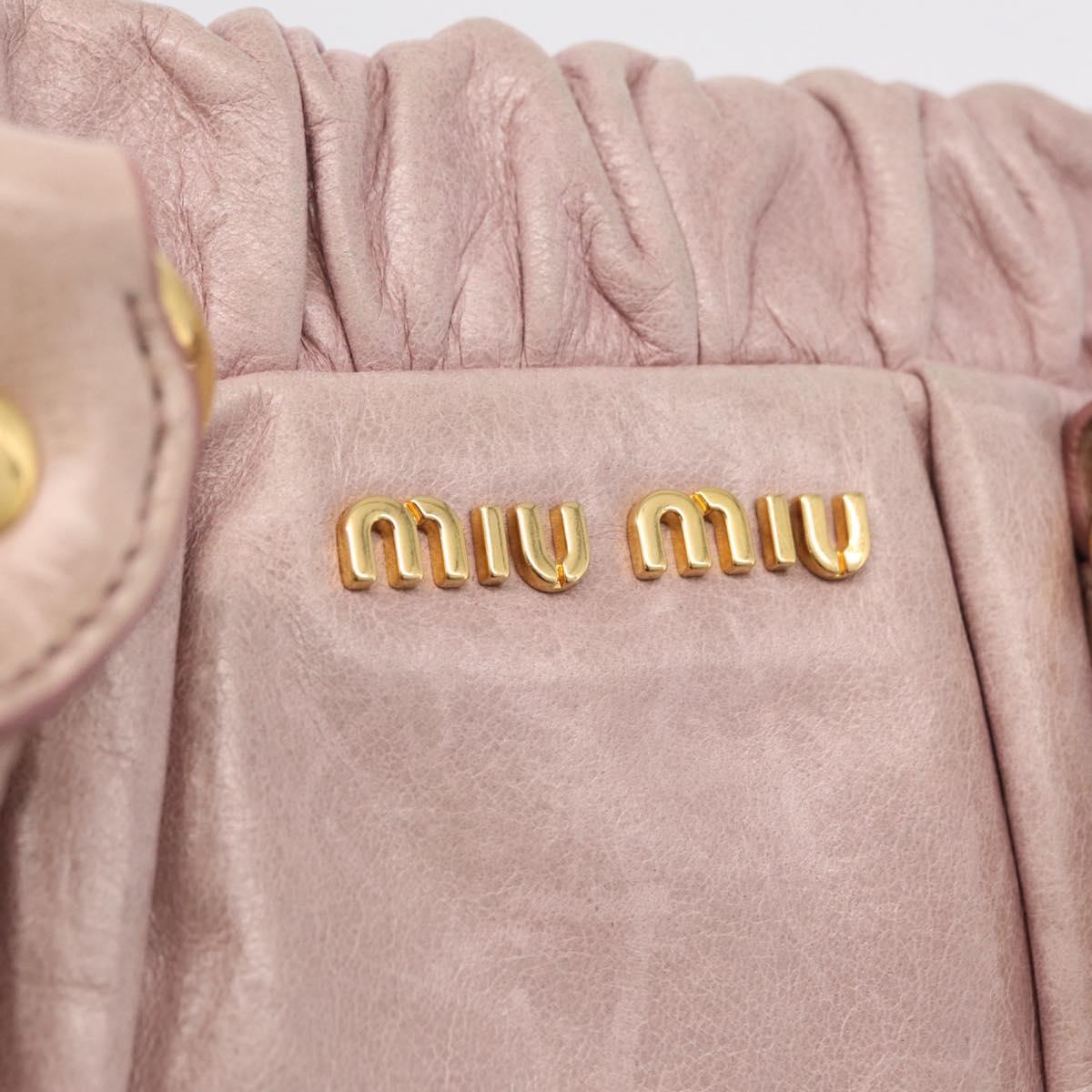 Miu Miu Hand Bag Leather 2way Pink Gold Auth 212726V