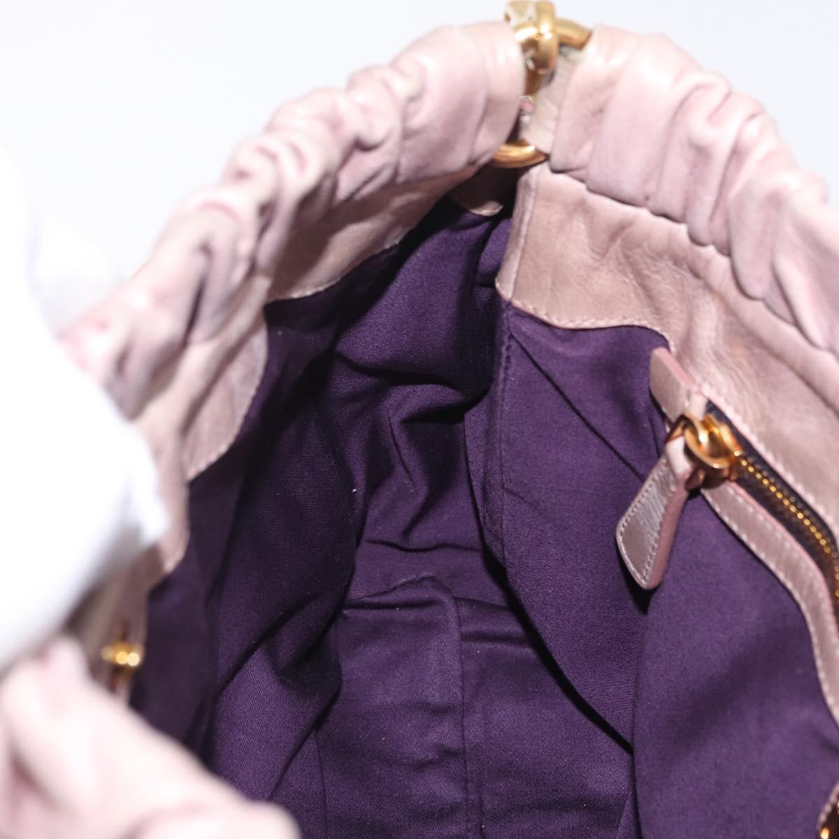 Miu Miu Hand Bag Leather 2way Pink Gold Auth 212726V