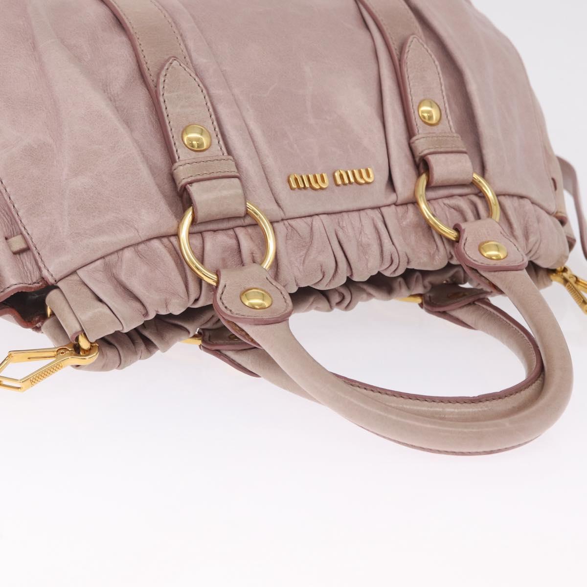 Miu Miu Hand Bag Leather 2way Pink Gold Auth 212726V