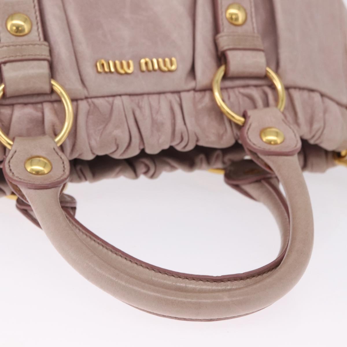 Miu Miu Hand Bag Leather 2way Pink Gold Auth 212726V