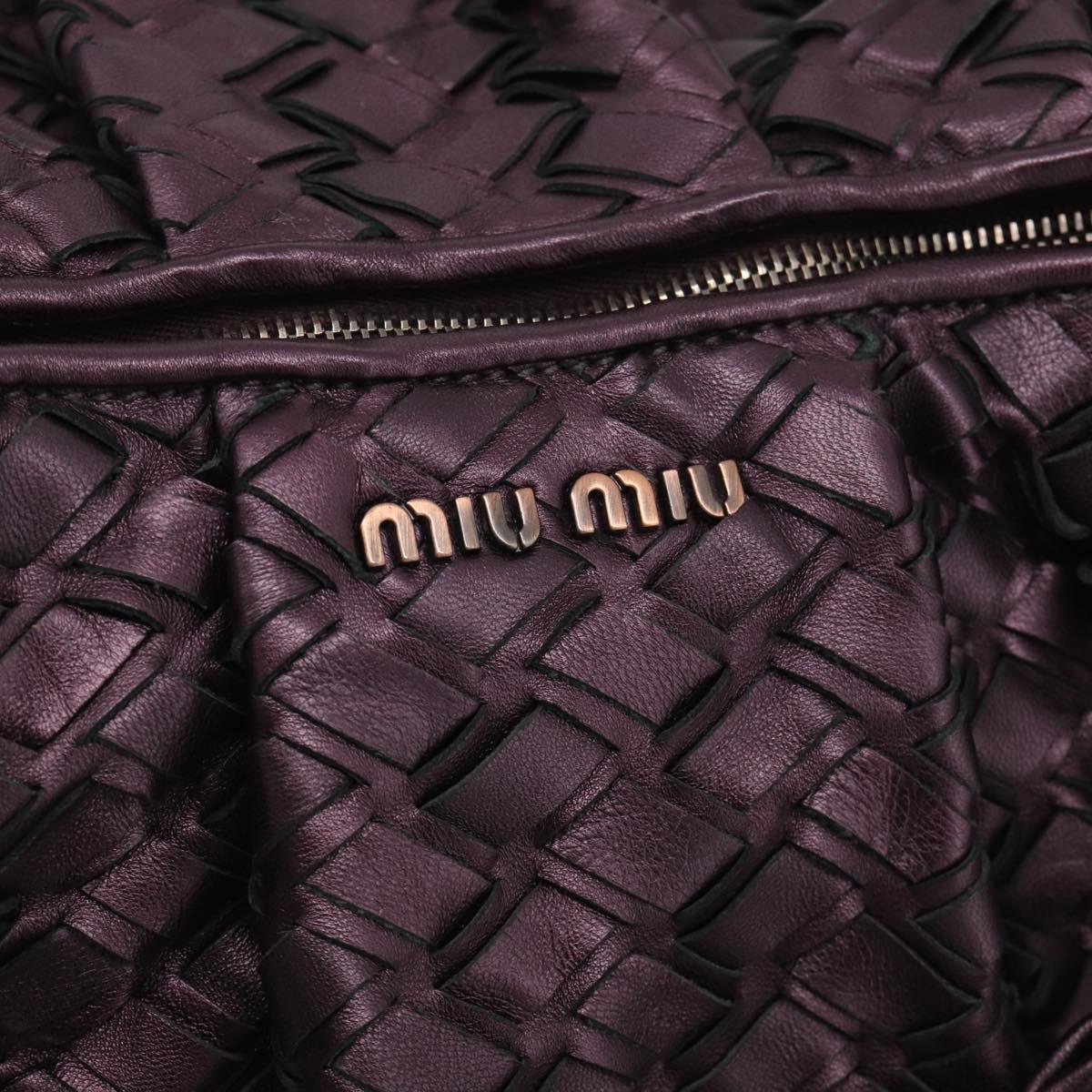 Miu Miu Hand Bag Leather Purple Gold Auth 212728SAM