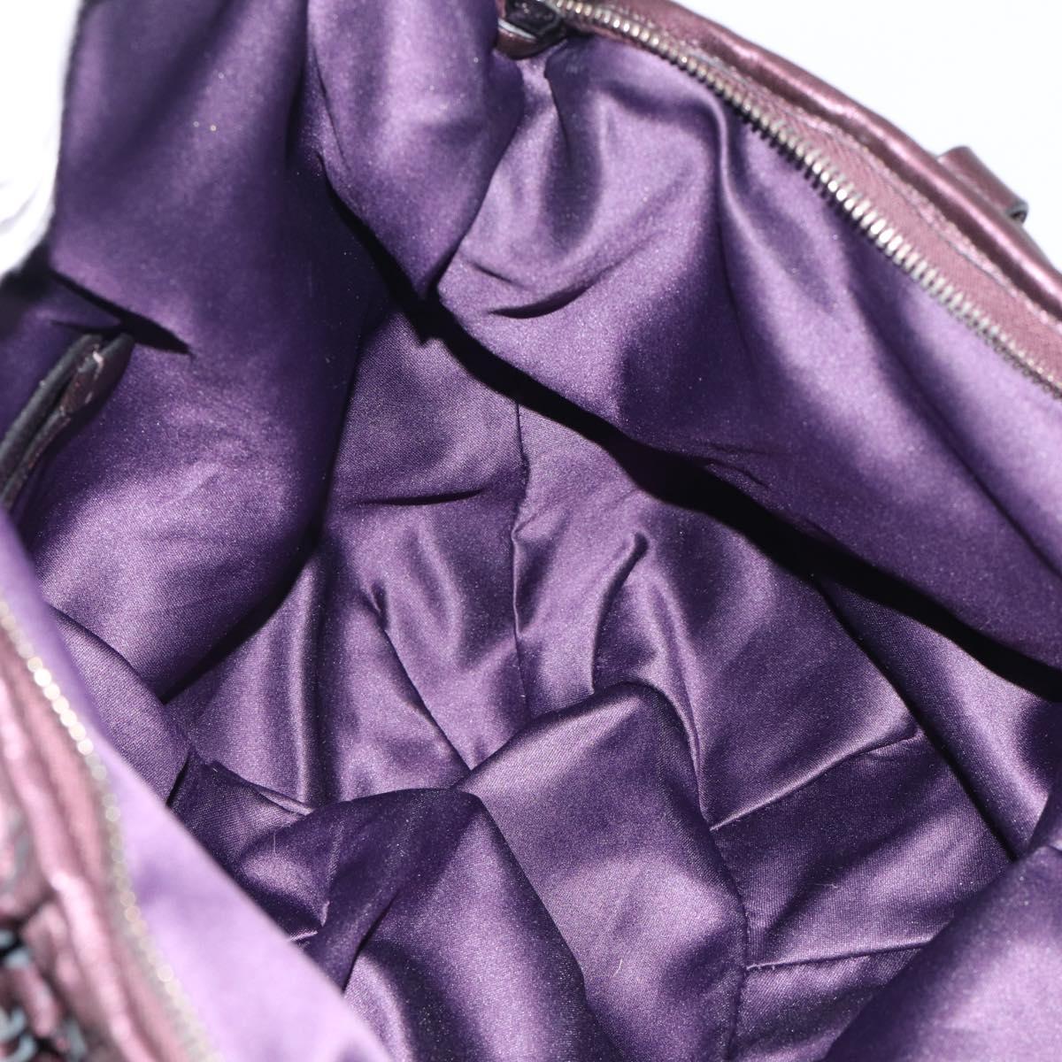 Miu Miu Hand Bag Leather Purple Gold Auth 212728SAM