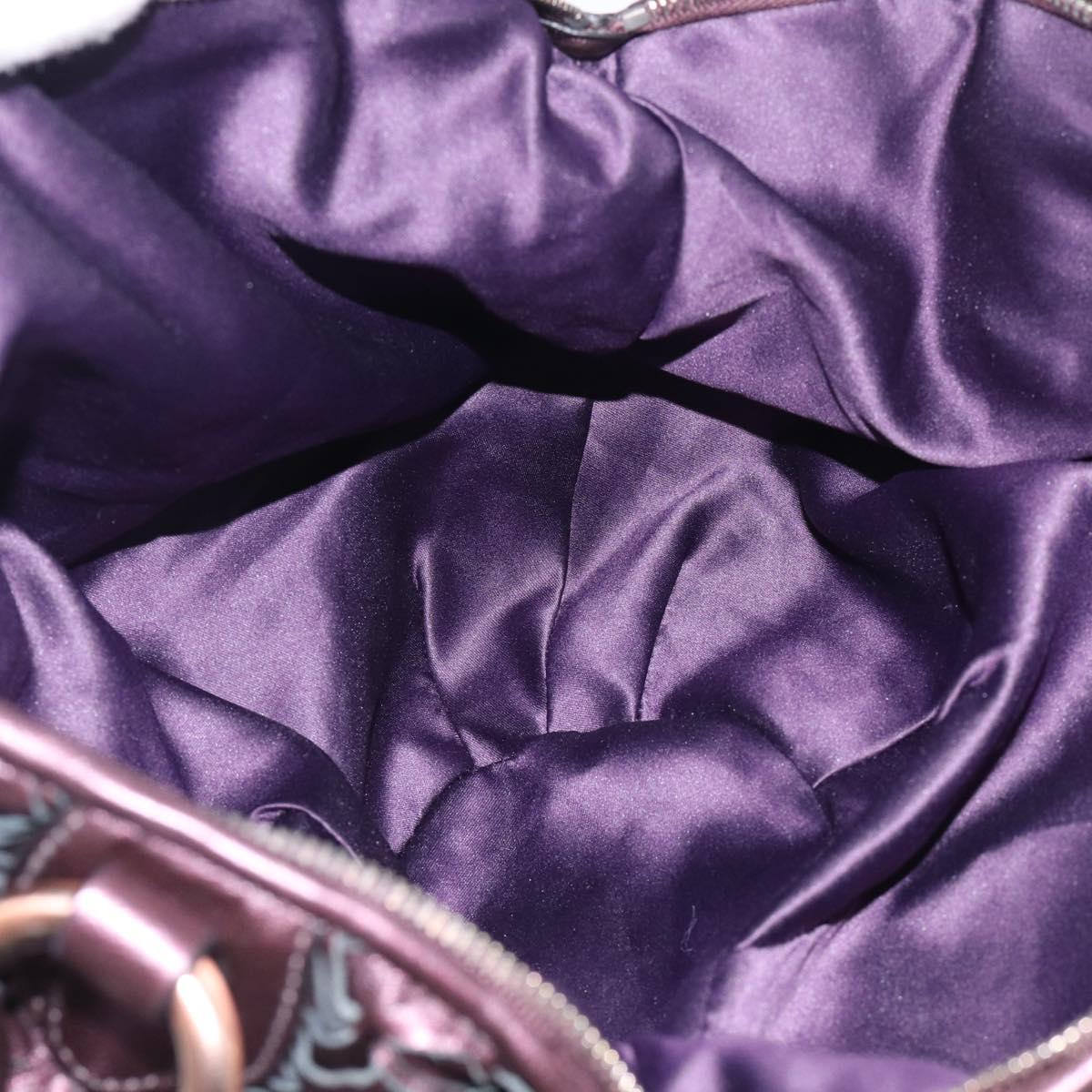 Miu Miu Hand Bag Leather Purple Gold Auth 212728SAM