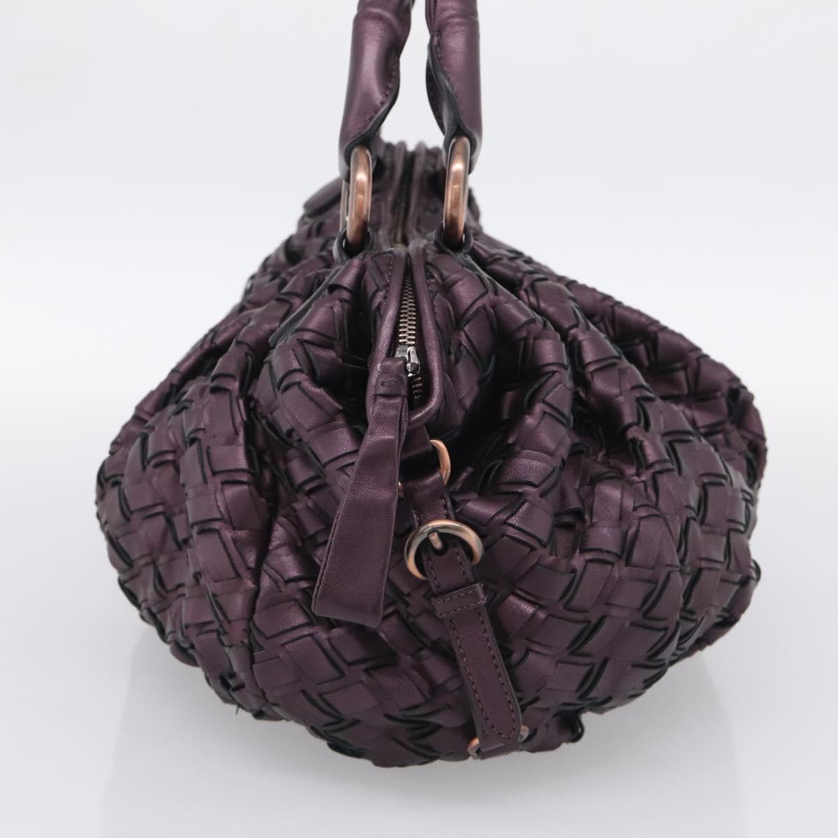 Miu Miu Hand Bag Leather Purple Gold Auth 212728SAM