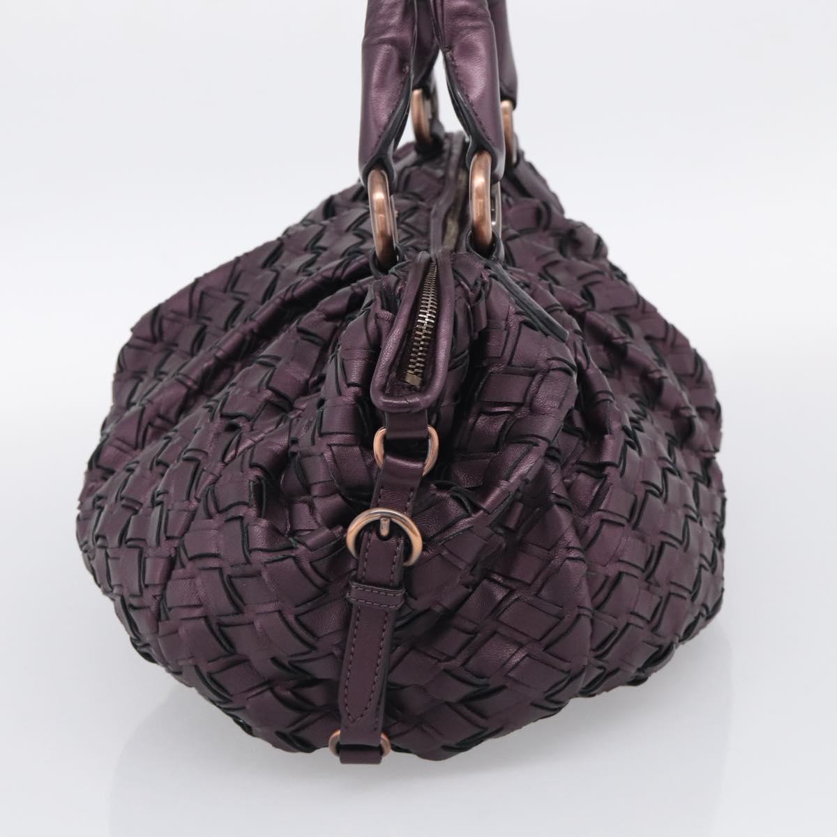 Miu Miu Hand Bag Leather Purple Gold Auth 212728SAM