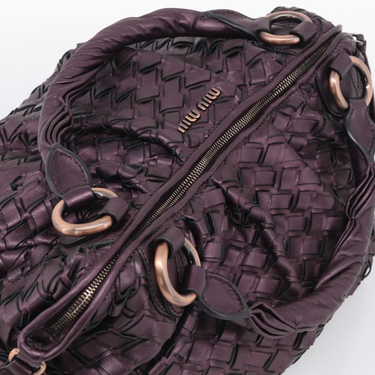 Miu Miu Hand Bag Leather Purple Gold Auth 212728SAM