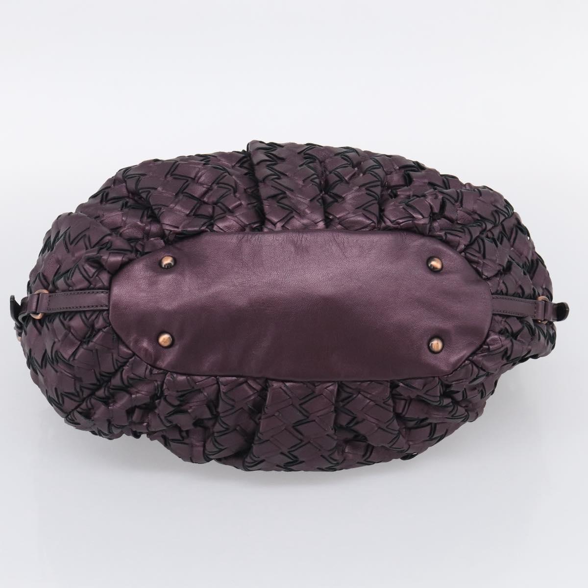 Miu Miu Hand Bag Leather Purple Gold Auth 212728SAM
