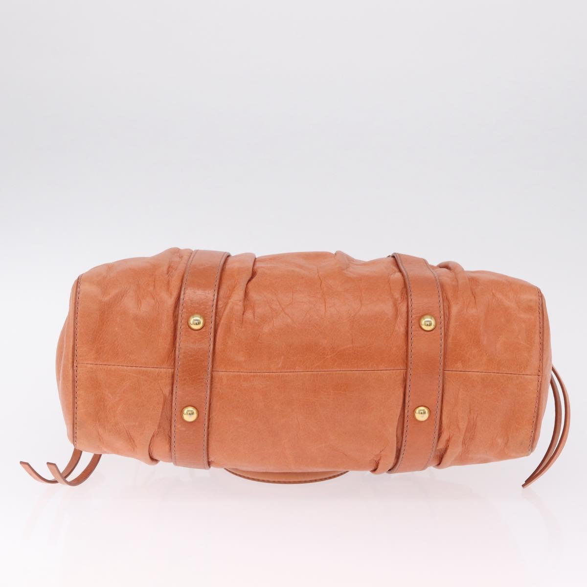 Miu Miu Hand Bag Leather 2way Orange Gold Auth 212729M