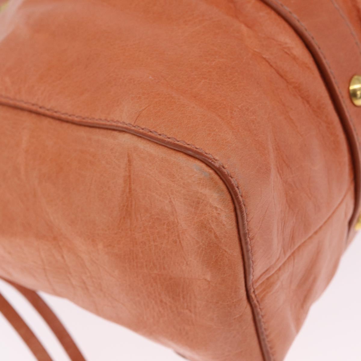 Miu Miu Hand Bag Leather 2way Orange Gold Auth 212729M
