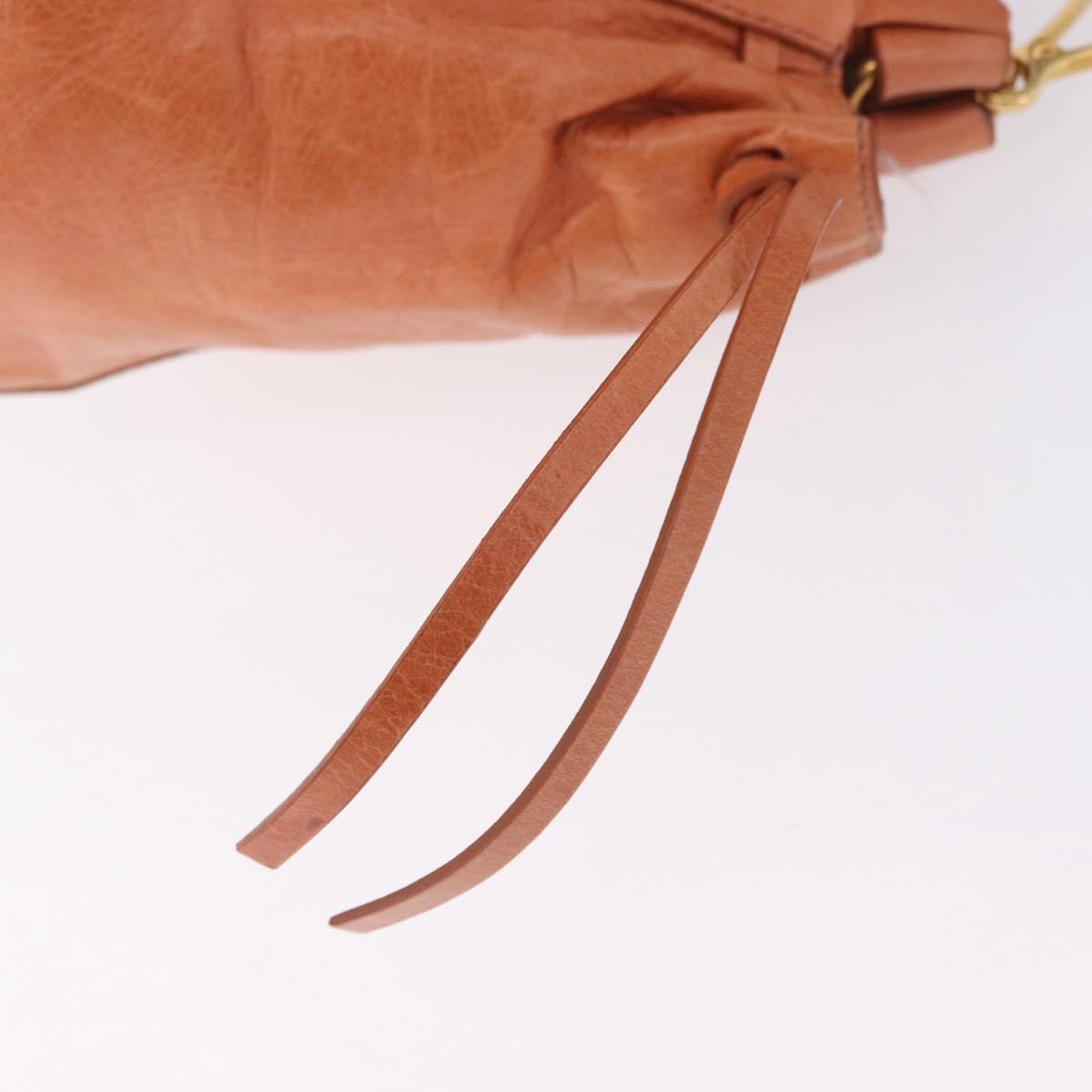 Miu Miu Hand Bag Leather 2way Orange Gold Auth 212729M