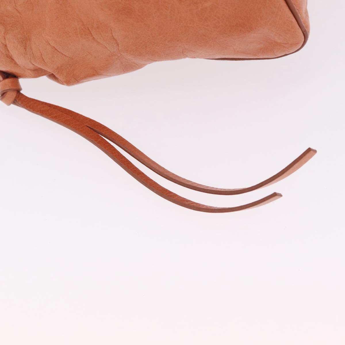 Miu Miu Hand Bag Leather 2way Orange Gold Auth 212729M