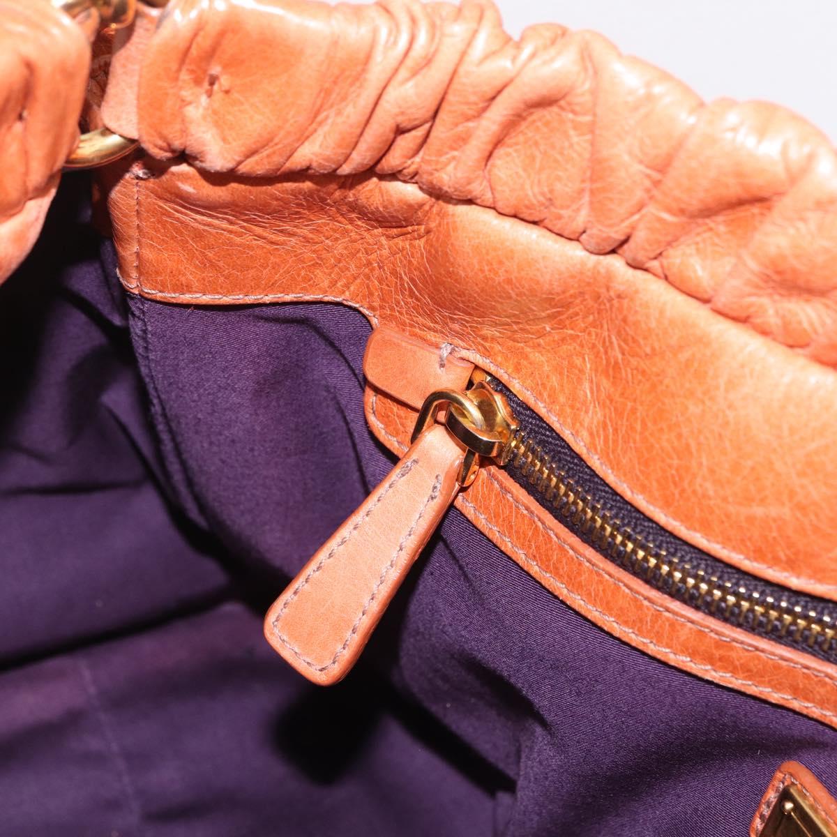 Miu Miu Hand Bag Leather 2way Orange Gold Auth 212729M