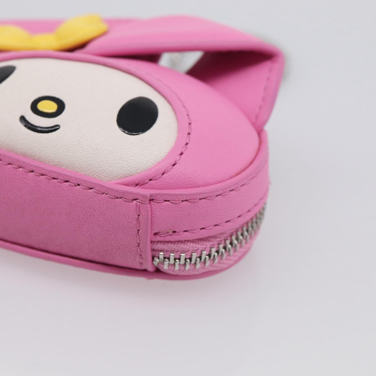 kate spade x Sanrio My Melody Bag Charm Leather Pink Silver Auth 212730M