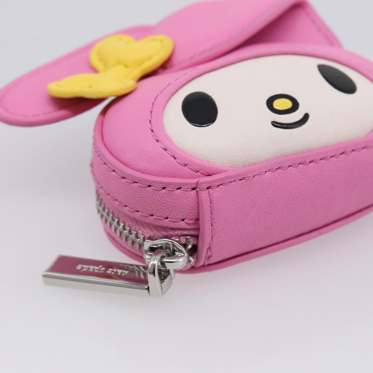 kate spade x Sanrio My Melody Bag Charm Leather Pink Silver Auth 212730M