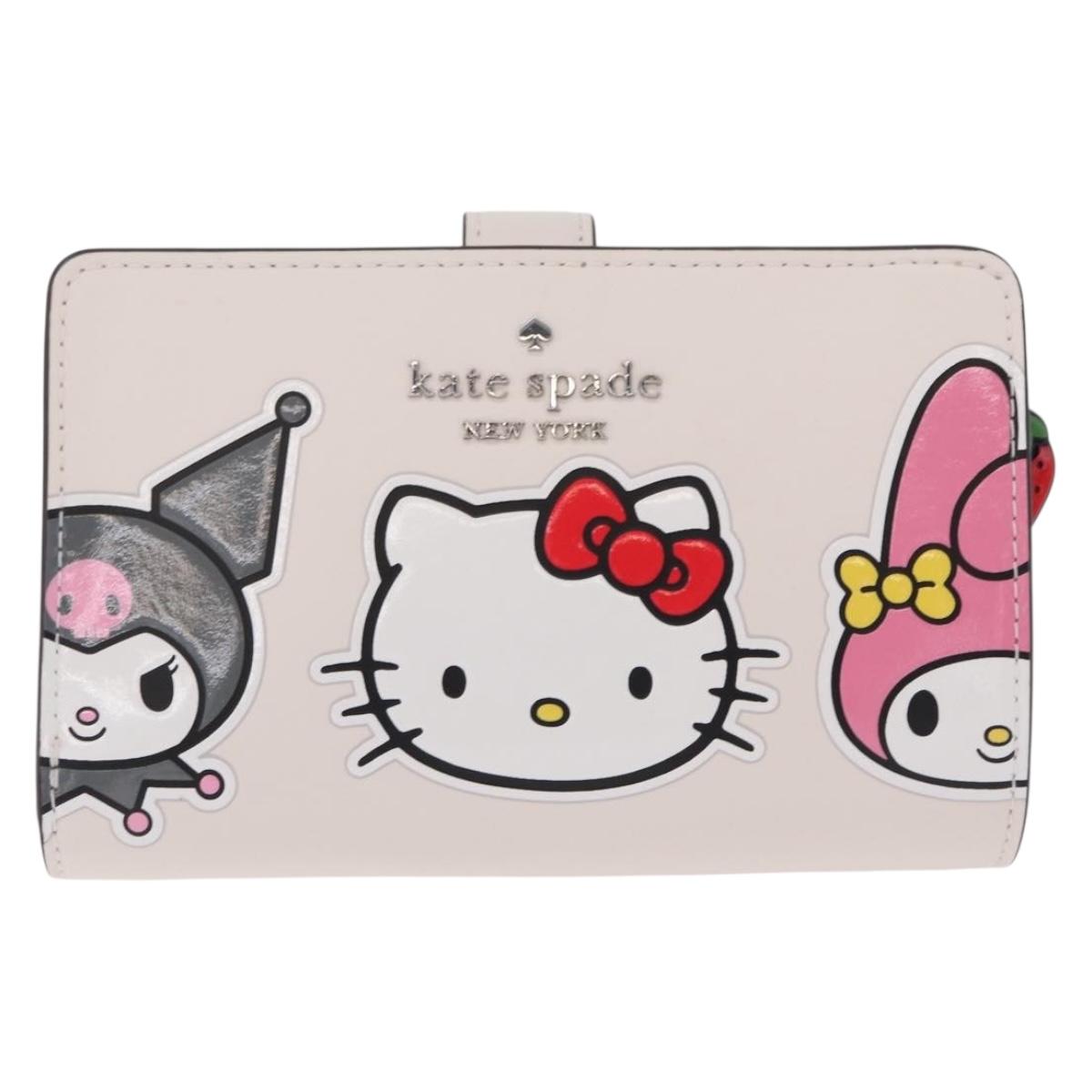 kate spade x Sanrio My Melody Kitty Kuromi Wallet Leather Silver Auth 212732A