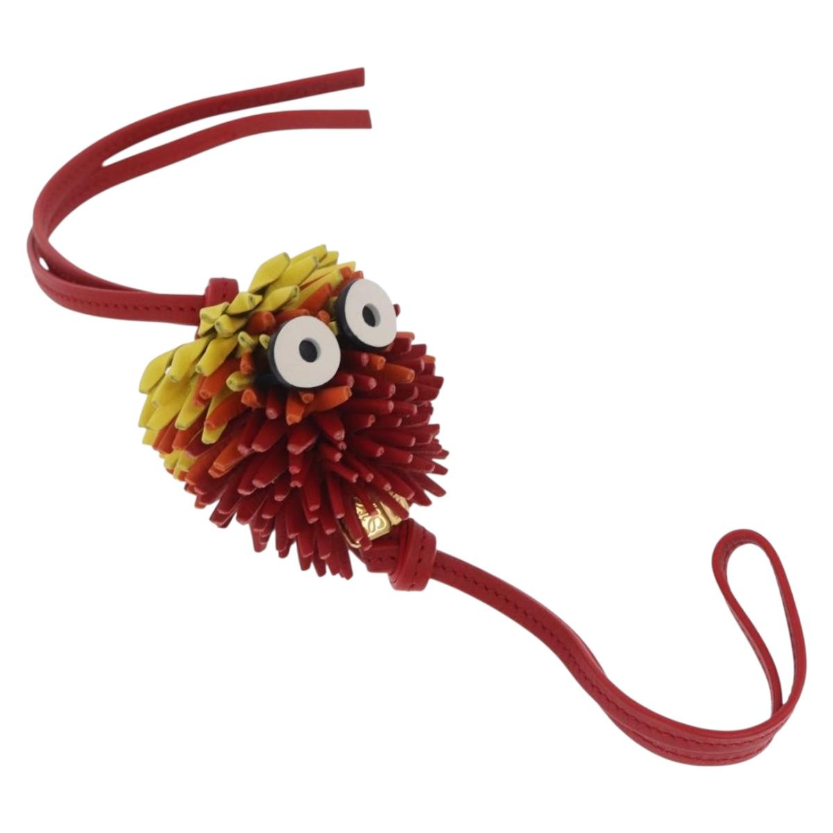 LOEWE x Studio Ghibli Calcifer Bag Charm Leather Red Gold Auth 212733SAM