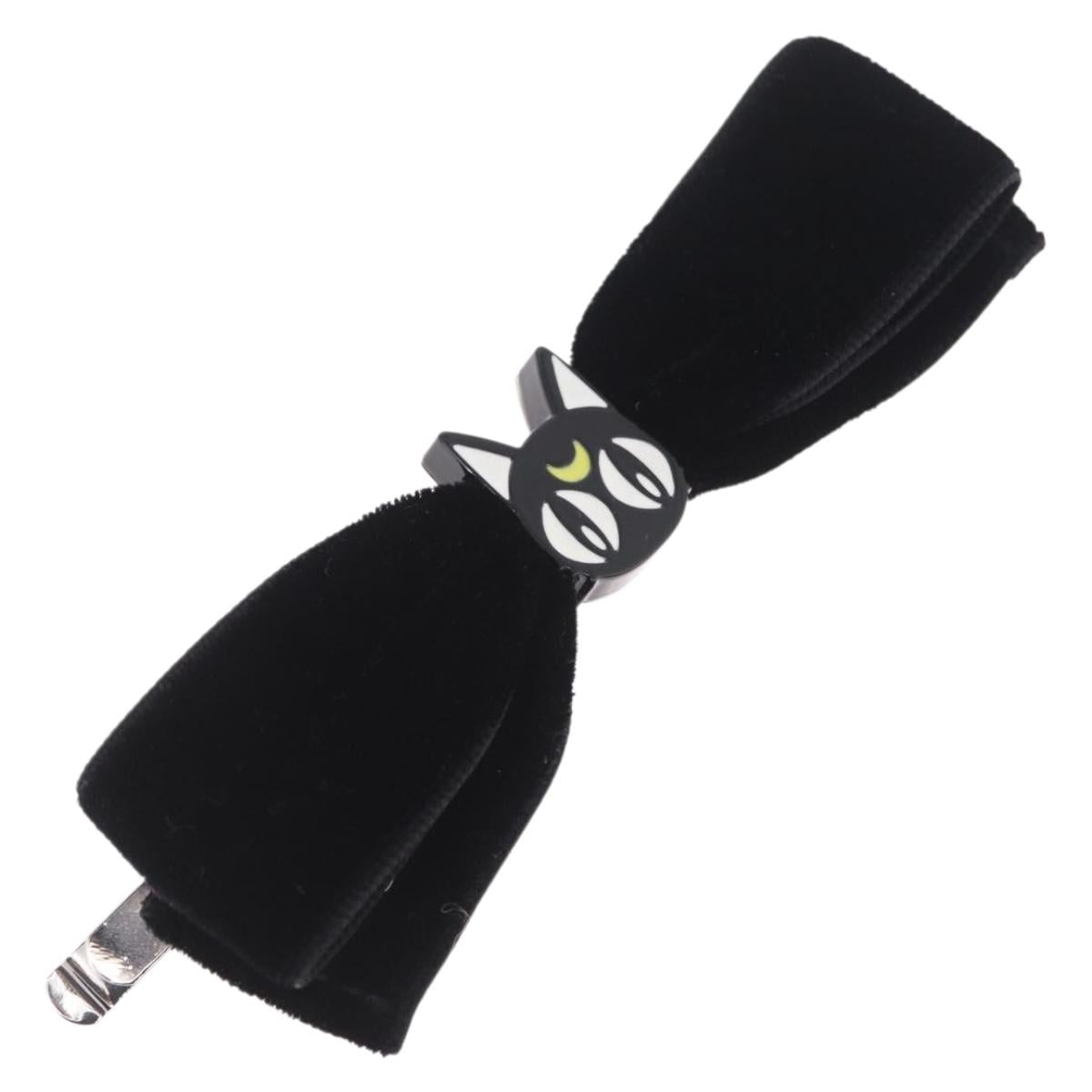 Jimmy Choo x Sailor Moon Hair Clip Luna Velor Black Silver Auth 212735SM