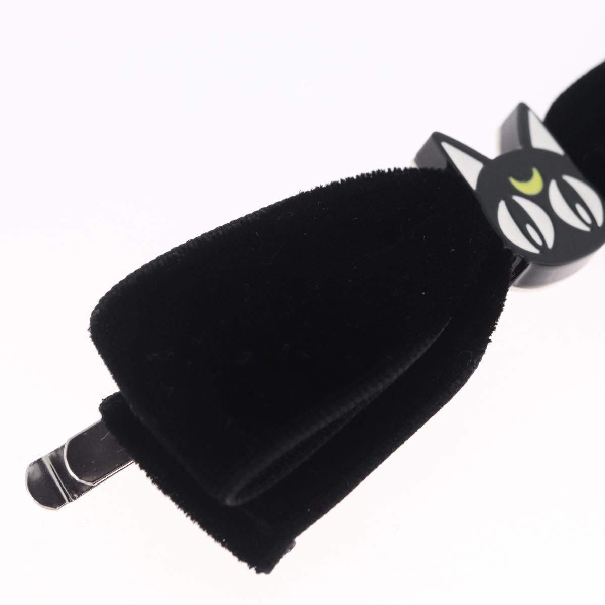 Jimmy Choo x Sailor Moon Hair Clip Luna Velor Black Silver Auth 212735SM