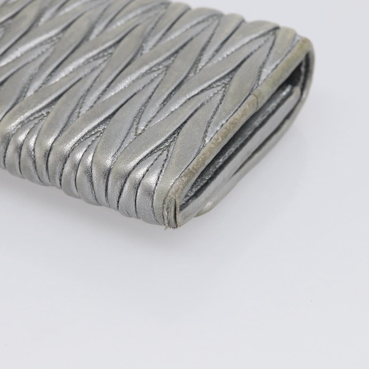 Miu Miu Matelasse Long Wallet Leather Silver Auth 212737
