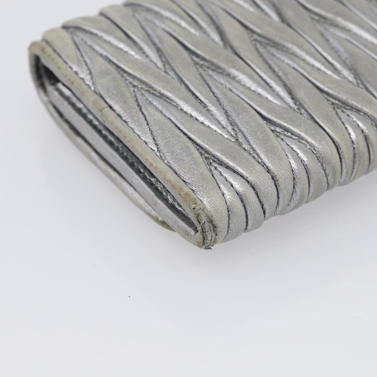 Miu Miu Matelasse Long Wallet Leather Silver Auth 212737