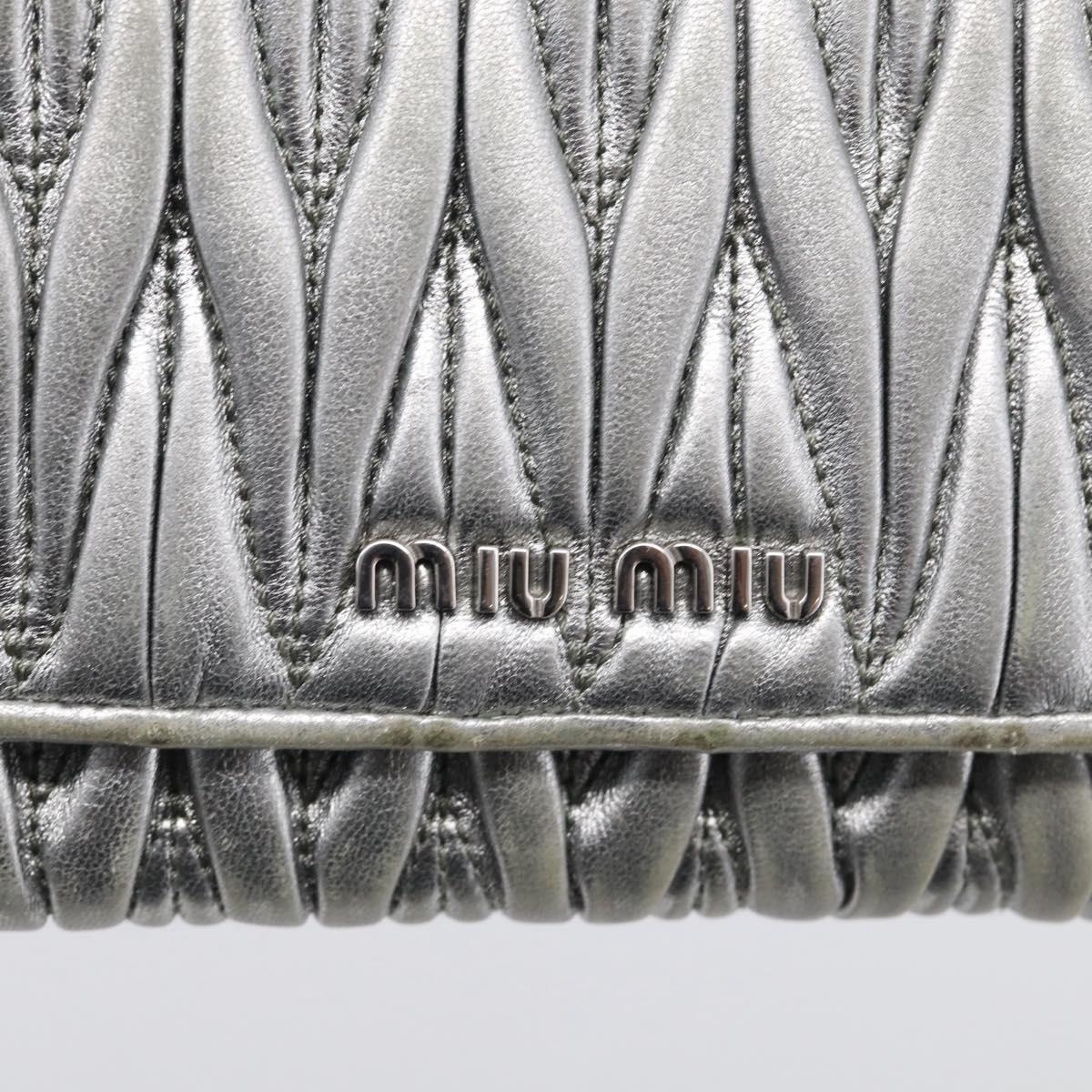 Miu Miu Matelasse Long Wallet Leather Silver Auth 212737