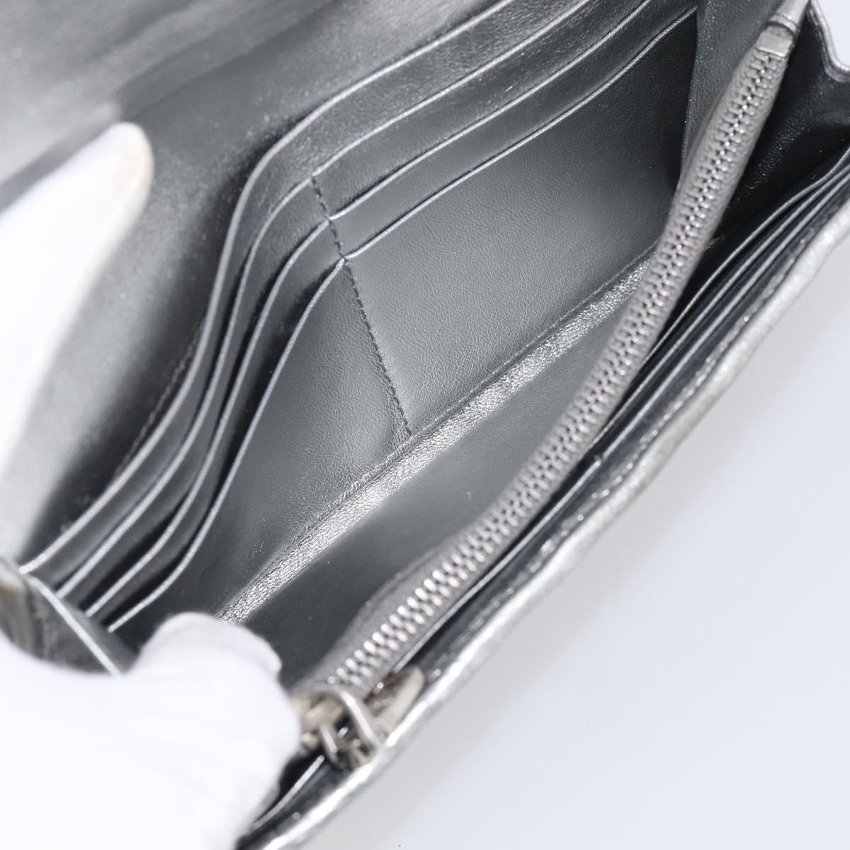 Miu Miu Matelasse Long Wallet Leather Silver Auth 212737