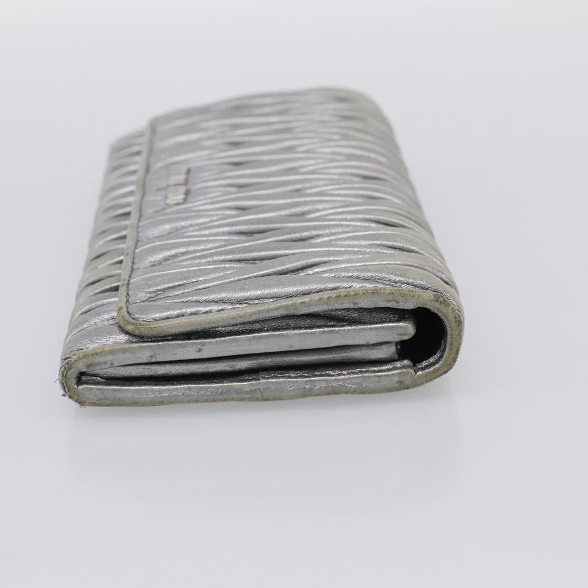 Miu Miu Matelasse Long Wallet Leather Silver Auth 212737
