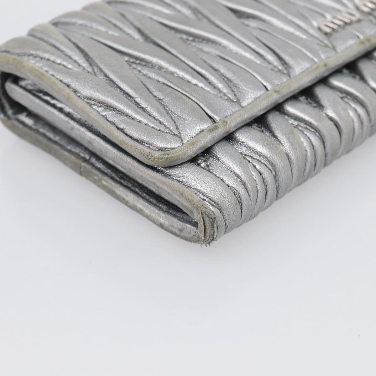 Miu Miu Matelasse Long Wallet Leather Silver Auth 212737