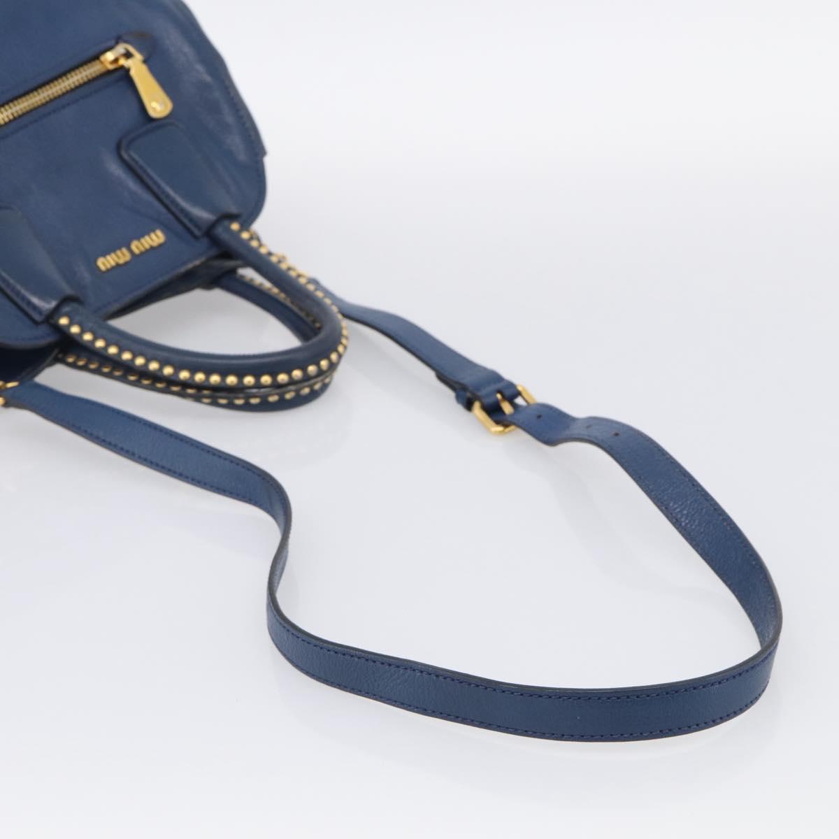 Miu Miu Hand Bag Leather 2way Blue Gold Auth 212738V