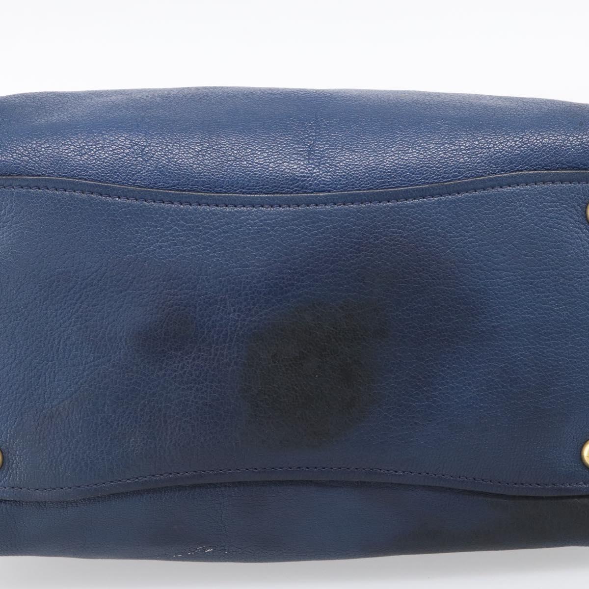 Miu Miu Hand Bag Leather 2way Blue Gold Auth 212738V