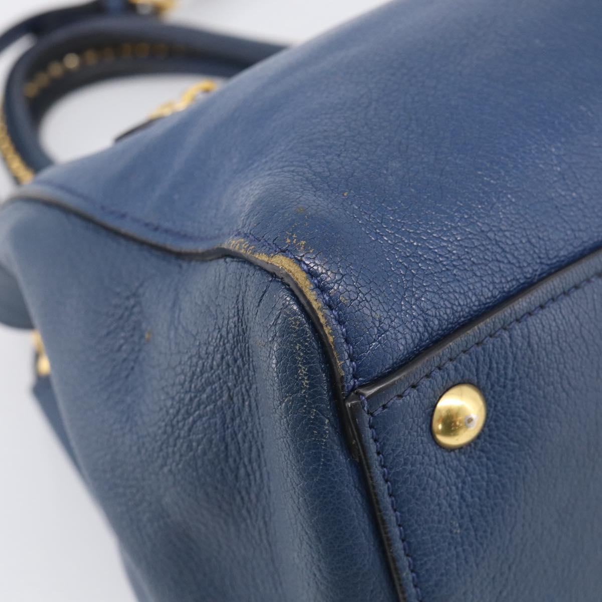 Miu Miu Hand Bag Leather 2way Blue Gold Auth 212738V