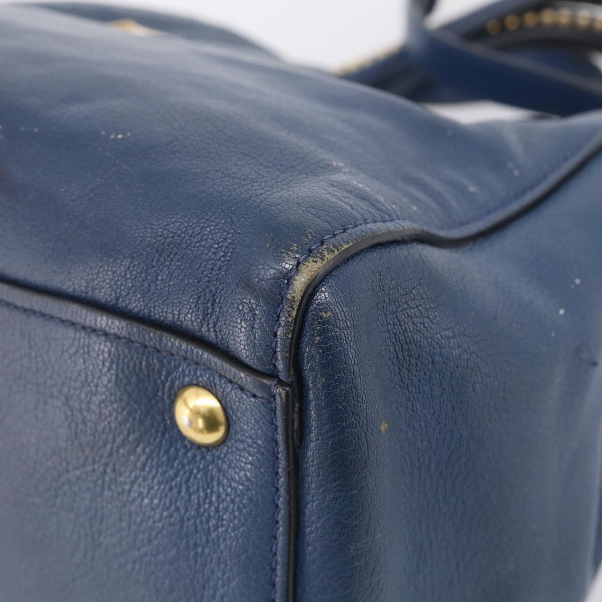 Miu Miu Hand Bag Leather 2way Blue Gold Auth 212738V