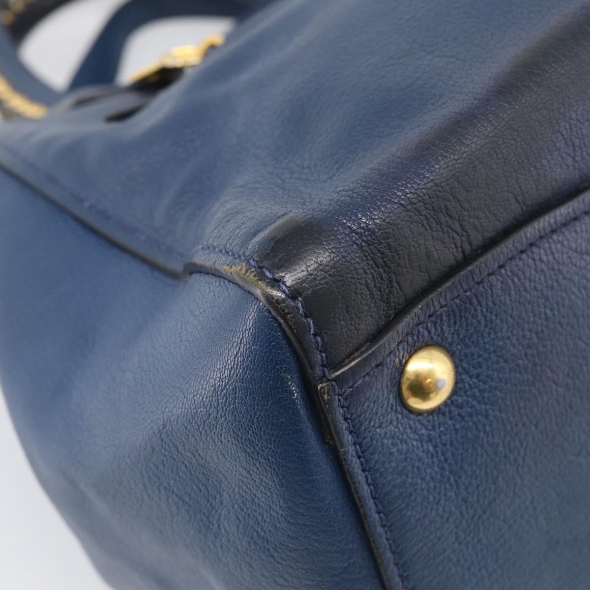 Miu Miu Hand Bag Leather 2way Blue Gold Auth 212738V