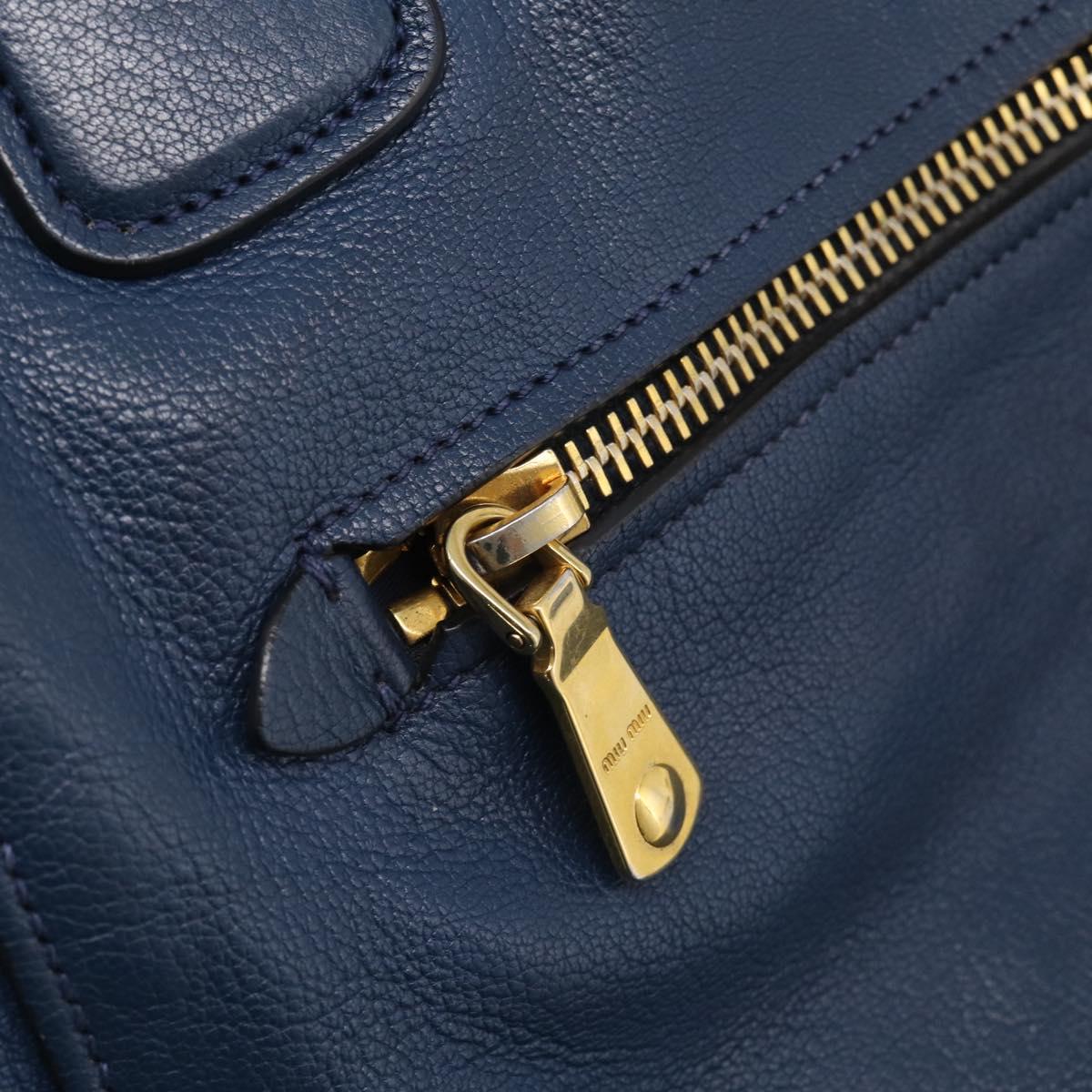 Miu Miu Hand Bag Leather 2way Blue Gold Auth 212738V