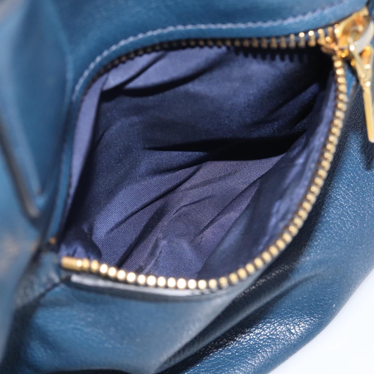 Miu Miu Hand Bag Leather 2way Blue Gold Auth 212738V