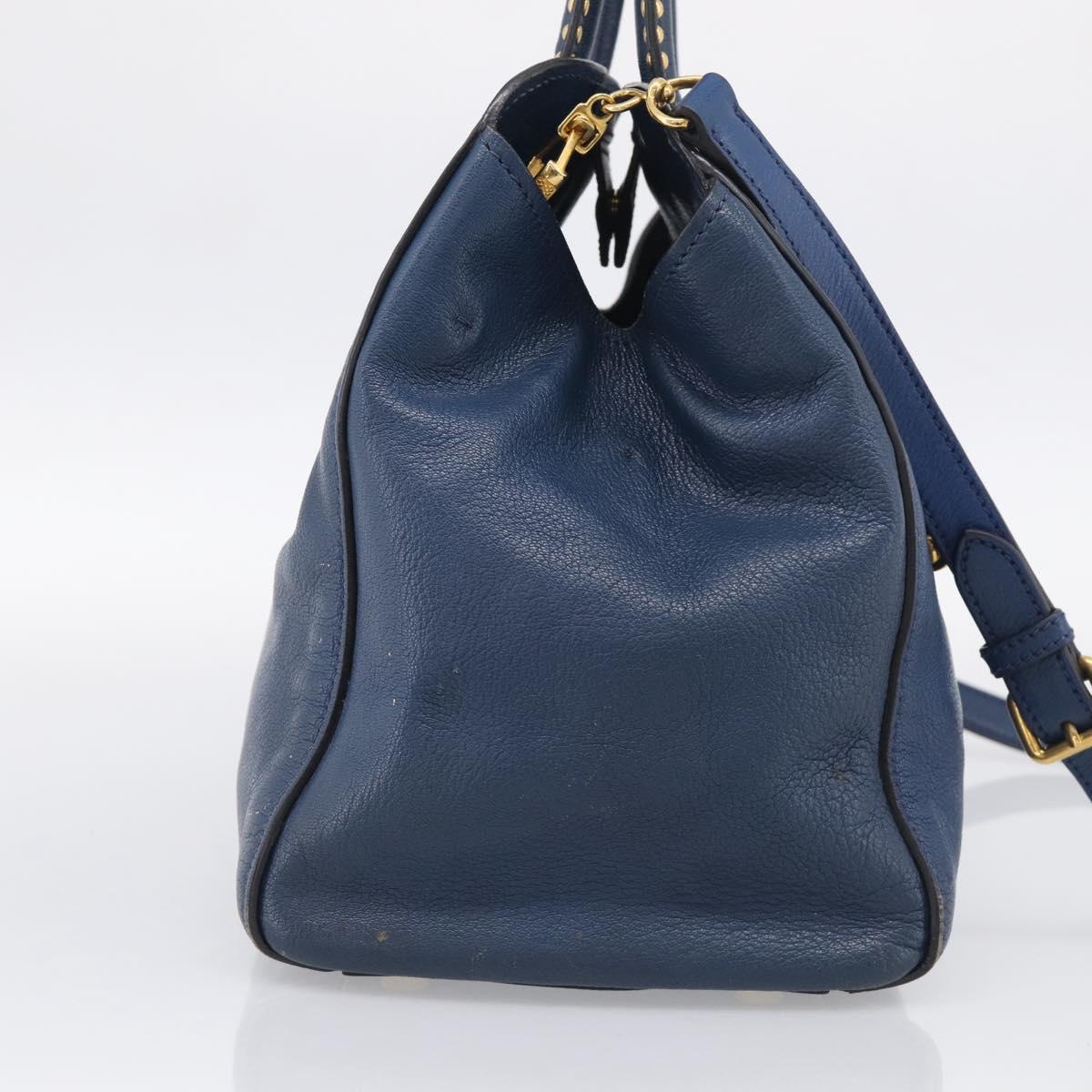 Miu Miu Hand Bag Leather 2way Blue Gold Auth 212738V