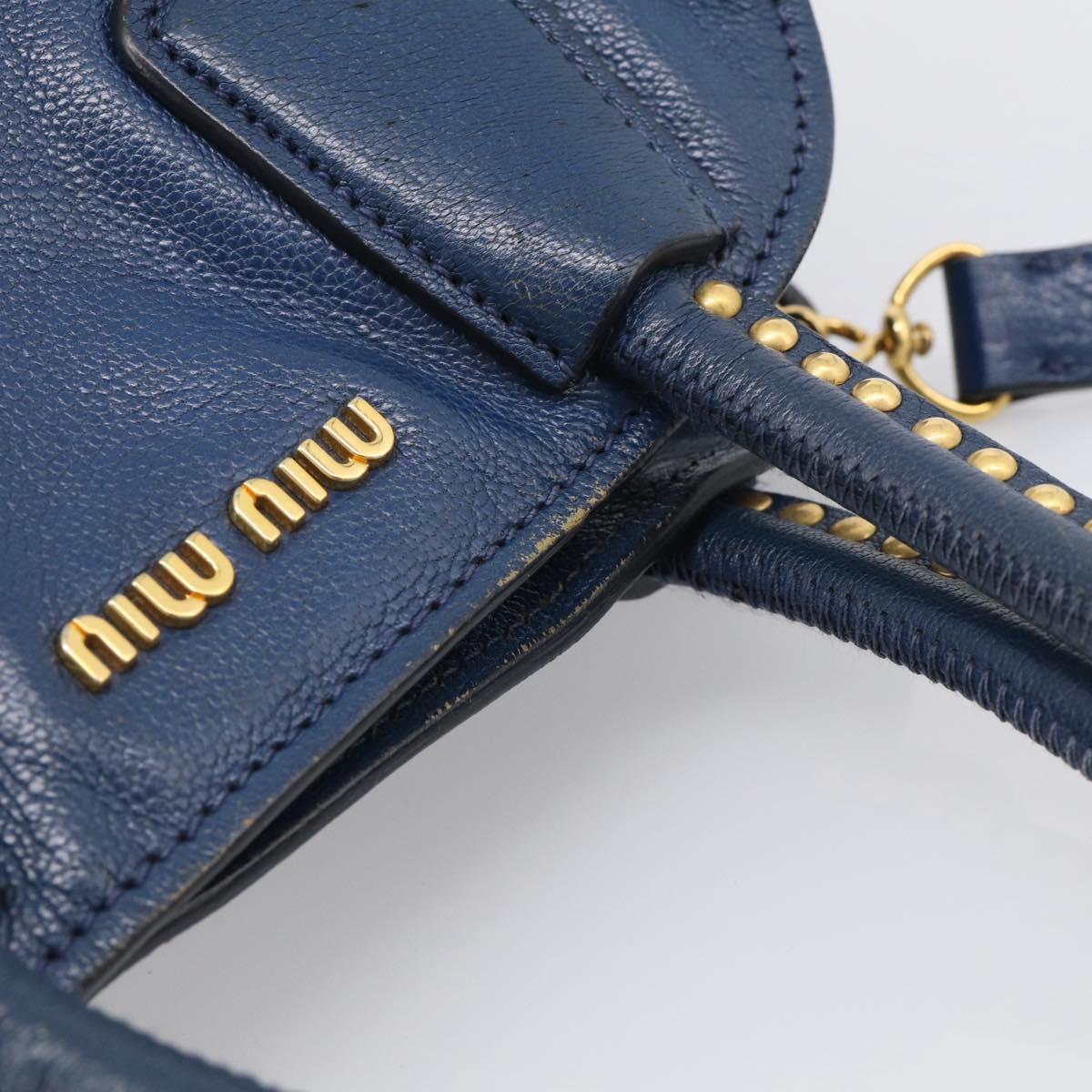 Miu Miu Hand Bag Leather 2way Blue Gold Auth 212738V