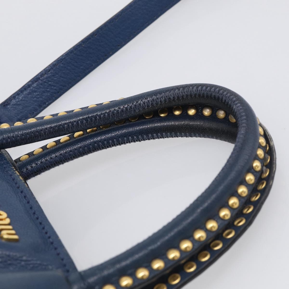 Miu Miu Hand Bag Leather 2way Blue Gold Auth 212738V
