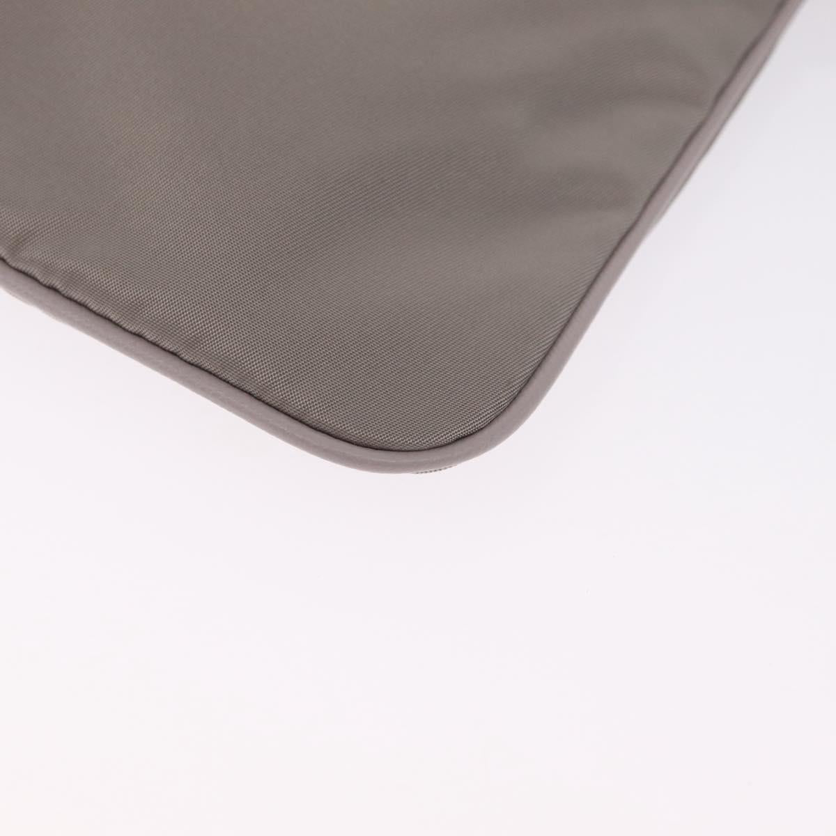 Salvatore Ferragamo Pouch Nylon Gray Gold Auth 212741A