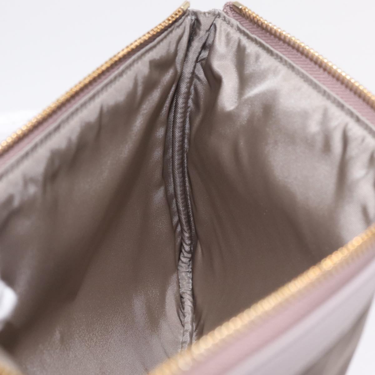 Salvatore Ferragamo Pouch Nylon Gray Gold Auth 212741A