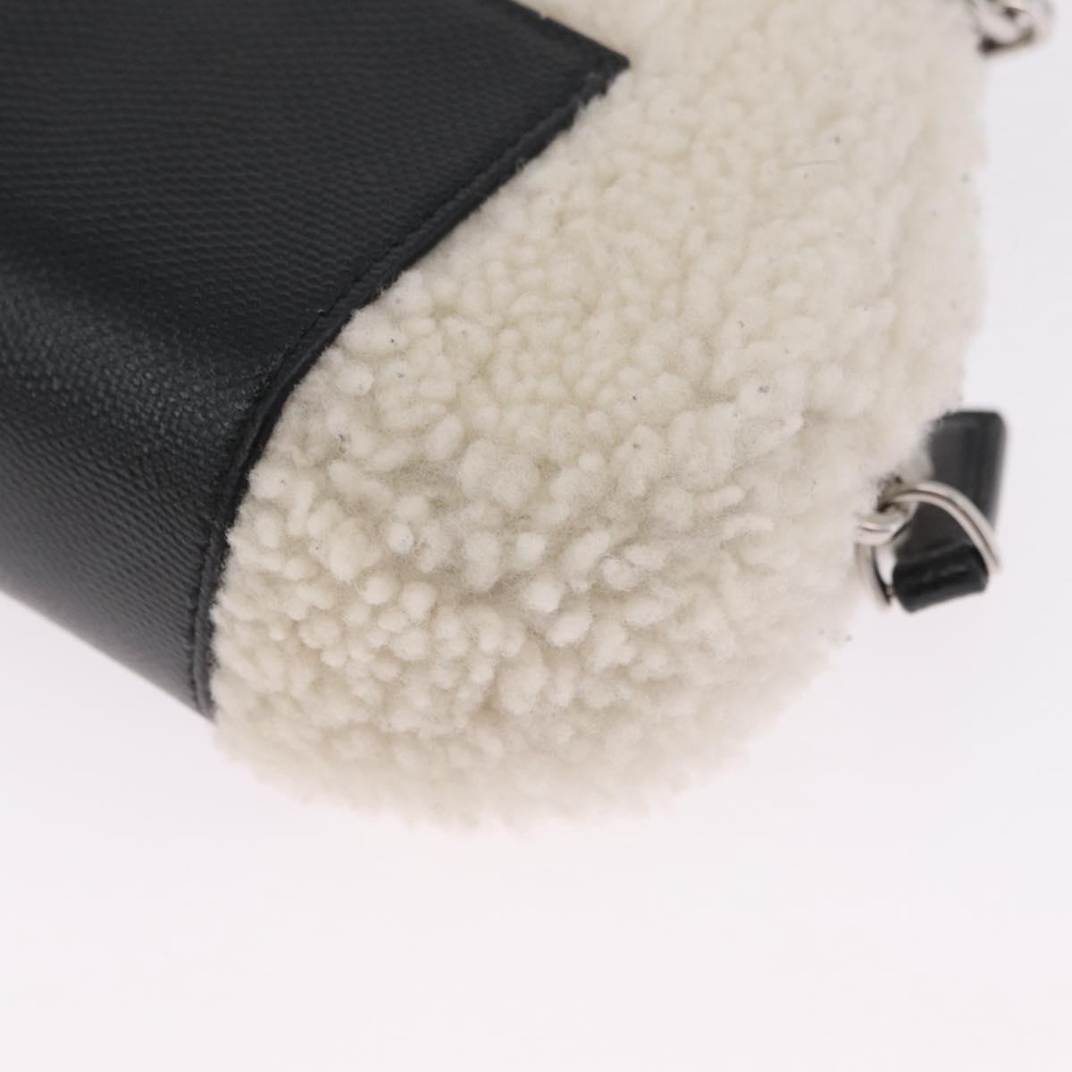 FENDI Rice Ball Shoulder Bag Mouton White Black 7AS240 Auth 212777SM