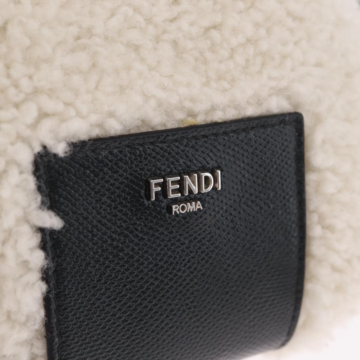 FENDI Rice Ball Shoulder Bag Mouton White Black 7AS240 Auth 212777SM