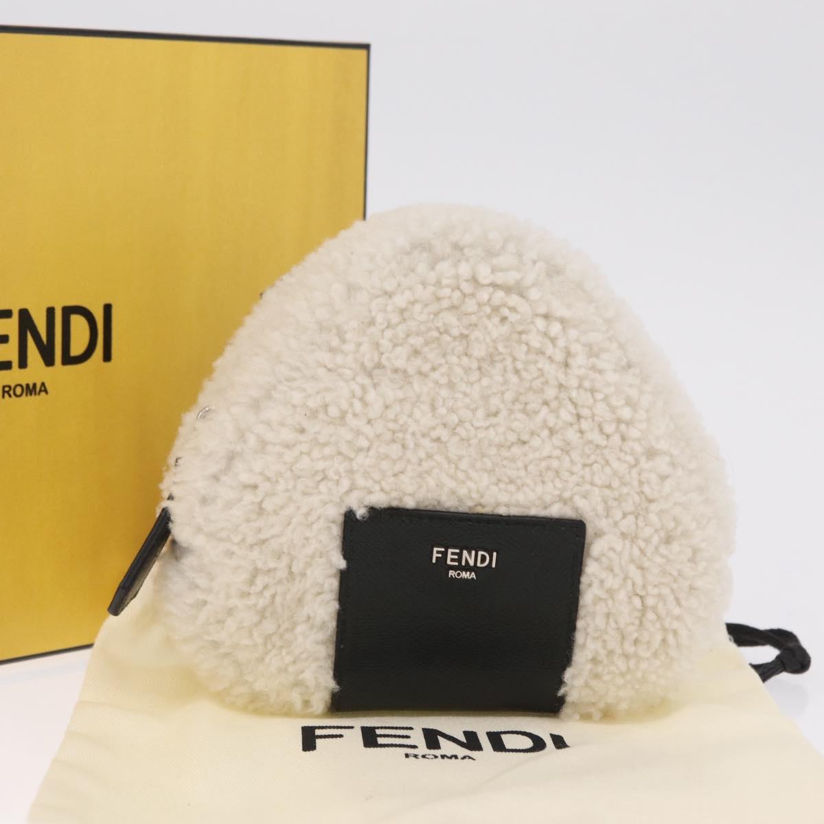 FENDI Rice Ball Shoulder Bag Mouton White Black 7AS240 Auth 212777SM