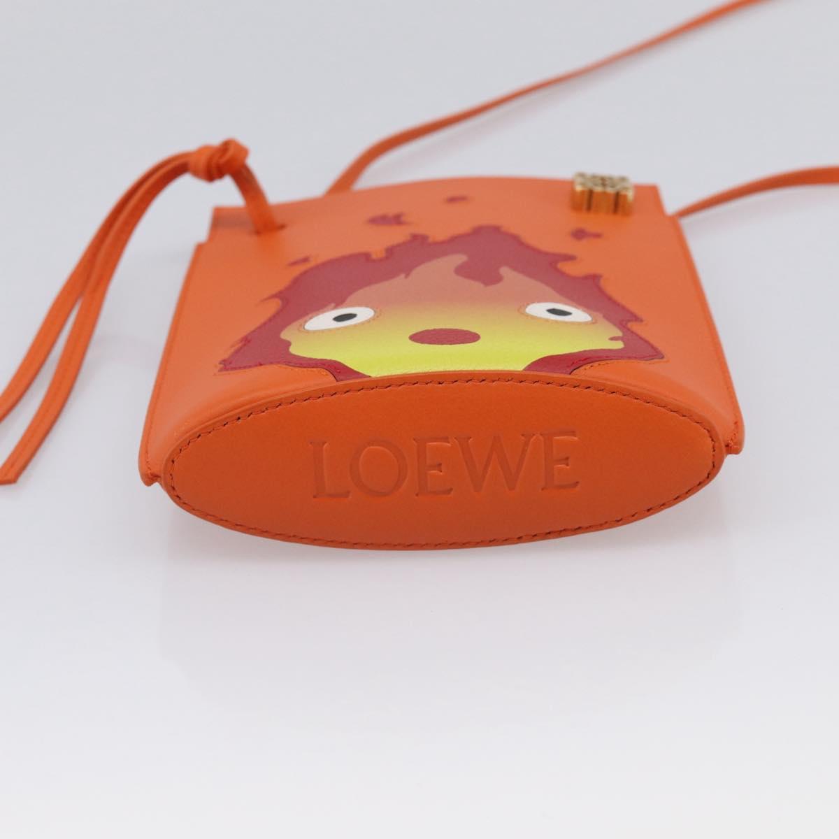 LOEWE x Ghibli Calcifer Dice Pocket Shoulder Bag Leather Orange Auth 212781SM