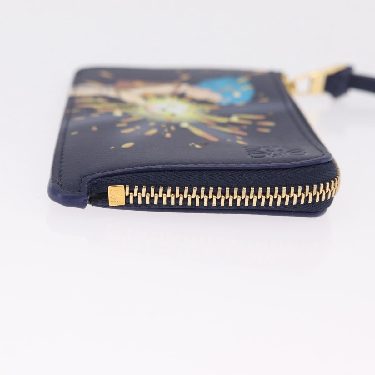 LOEWE x Studio Ghibli Howl Card Case Leather Navy Gold Auth 212783SM